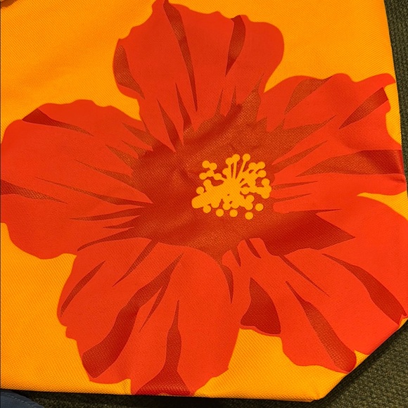 New! Yellow Pink Floral Tote Bag Soft Rope Over the Shoulder Handle Zipper Close - Picture 4 of 6